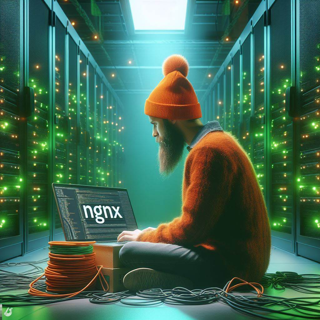 Développeur dans une salle de serveurs web