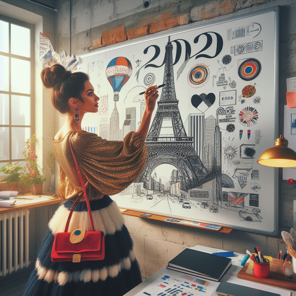 parisienne dessinant une charte graphique